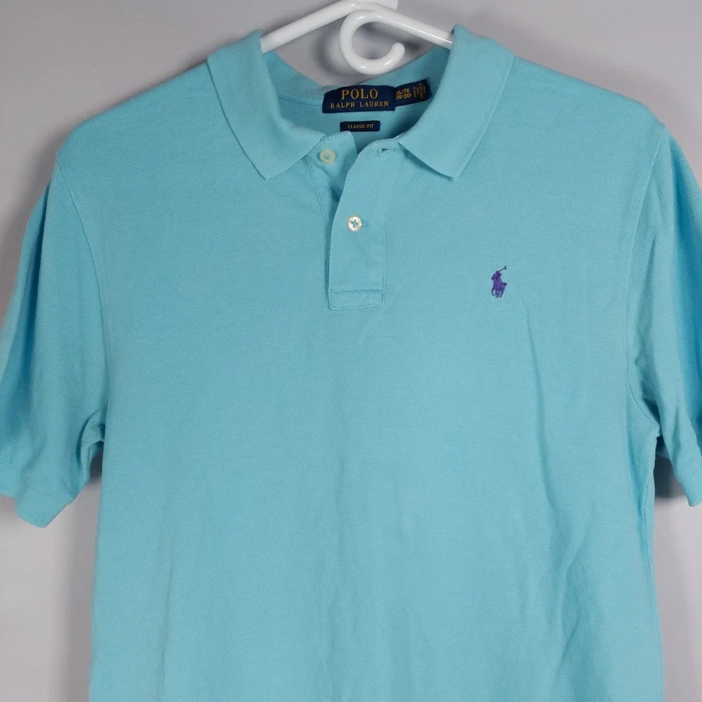 Polo Ralph Lauren Youth XL Classic Fit Shirt Collar Golf‎ Turquoise Purple Pony